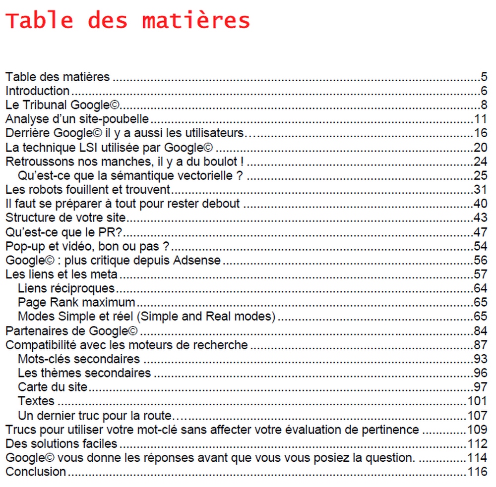 sommaire Google démasqué